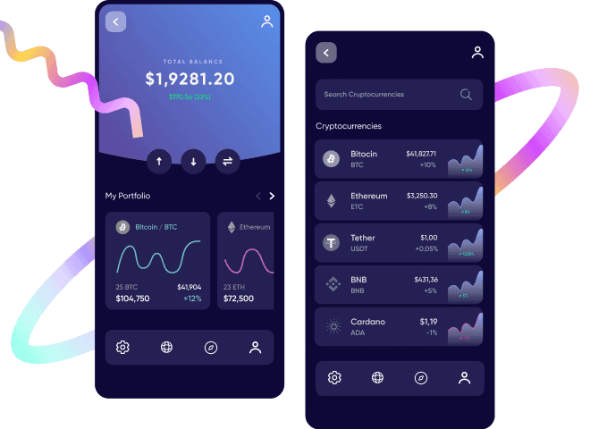Crypto wallet UI and blockchain network