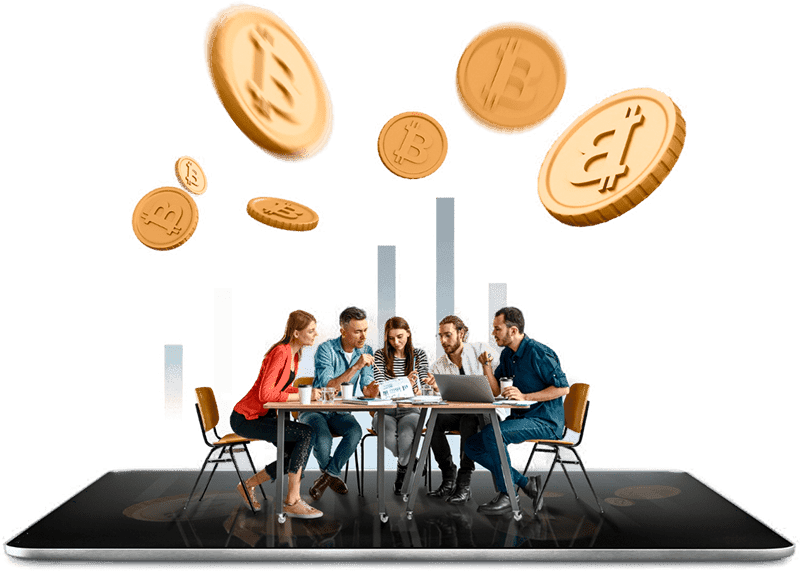 Decentralized Finance ecosystem illustration with smart contracts and Web3 wallets